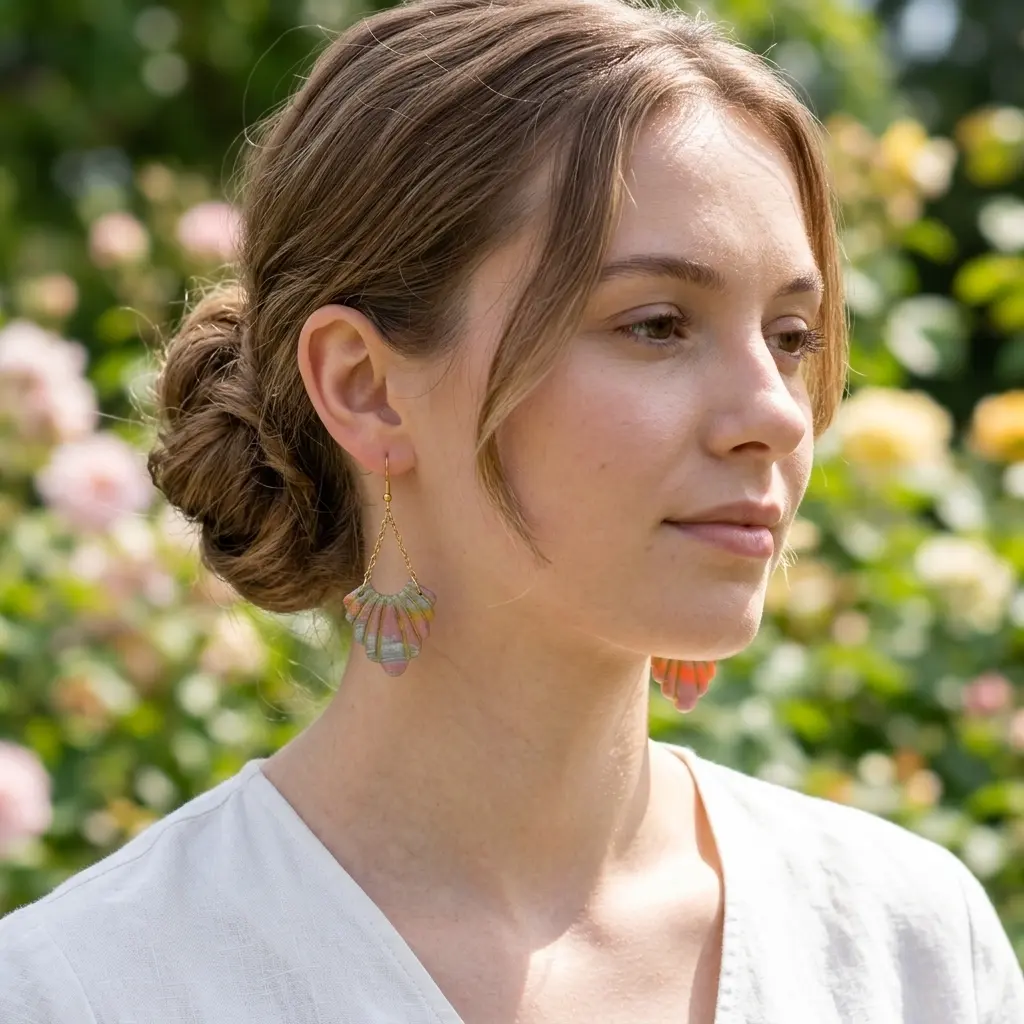 AI Generated Boucles d'oreilles Marbéla portées par un mannequin