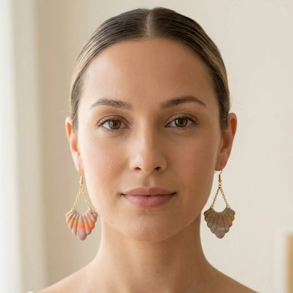 AI Generated Portrait de face boucles d'oreilles Marbéla