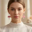 AI Generated Boucles d'oreilles Lotus rose - Vue de face
