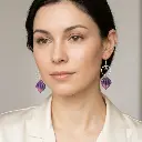 AI Generated Boucles d'oreilles Éclat d'Améthyste - Vue de face sur mannequin