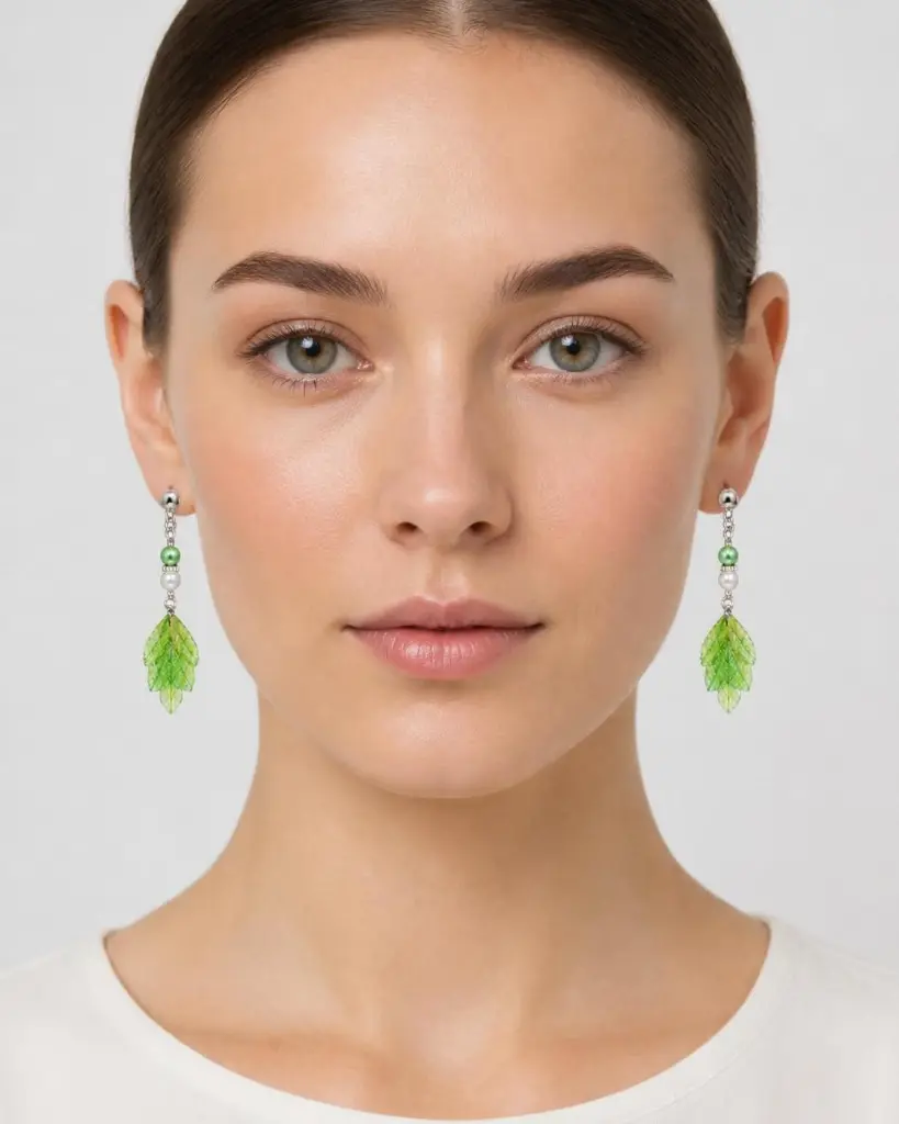 AI Generated Perle des Feuilles – Portées sur modèle humain (vue de face)