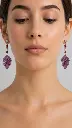 AI Generated Boucles d’oreilles Feuilles de Prune – vue de face sur modèle humain