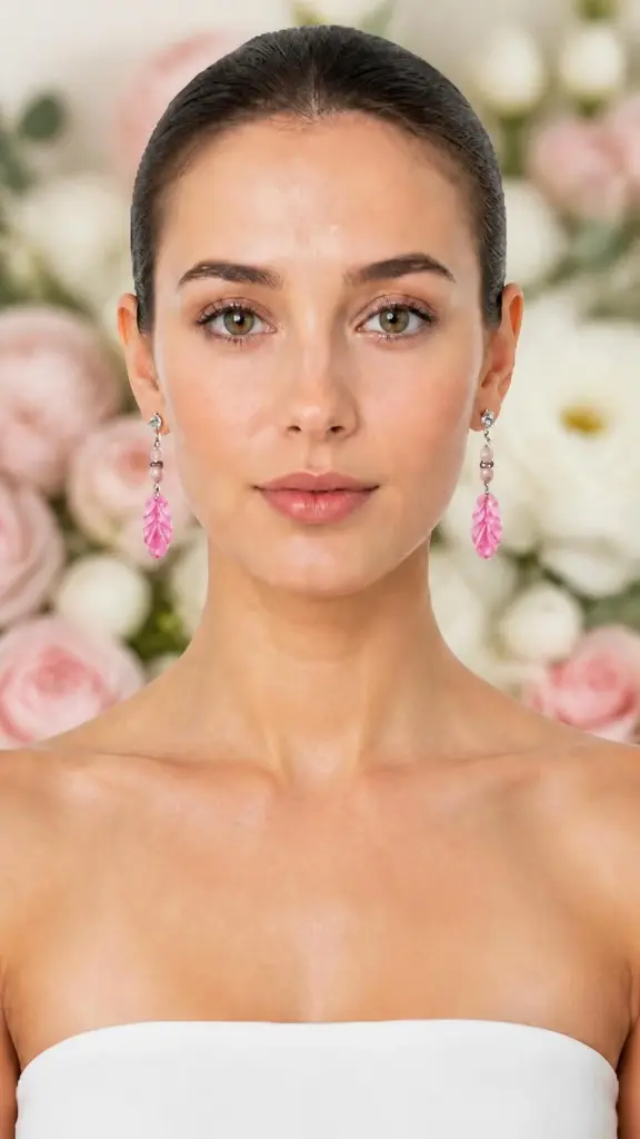 AI Generated Feuille de Rose – vue de face avec fond floral doux