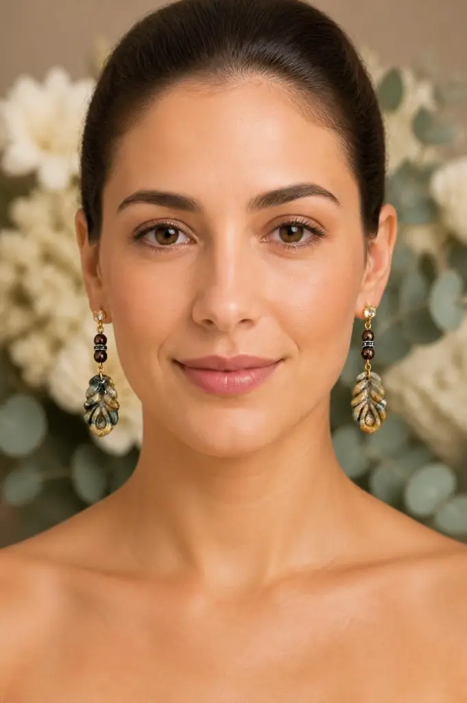 AI Generated Feuille d’Ombre – mannequin de face avec fond floral