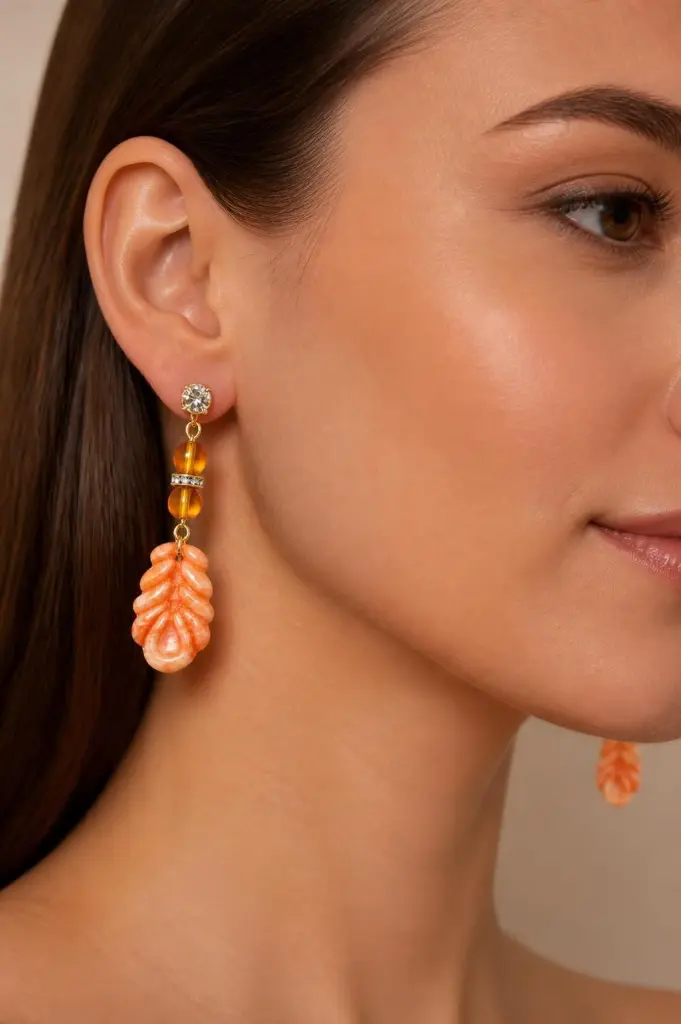 AI Generated Éclat d’Ambre - Boucles portées sur mannequin humain