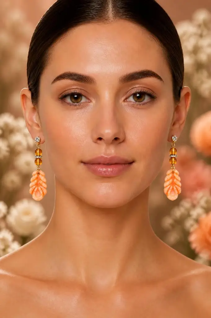 AI Generated Éclat d’Ambre - Vue de face avec fond floral