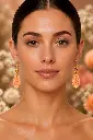 AI Generated Éclat d’Ambre - Vue de face avec fond floral