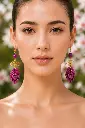 AI Generated Raisin d’Améthyste – vue de face sur mannequin, fond floral