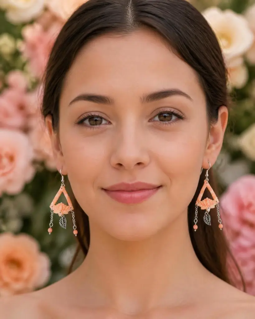 AI Generated Pétales d’Aurore — porté vue de face, fond floral
