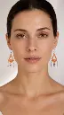 AI Generated Boucles d’oreilles Lotus Corail – portées sur modèle humain