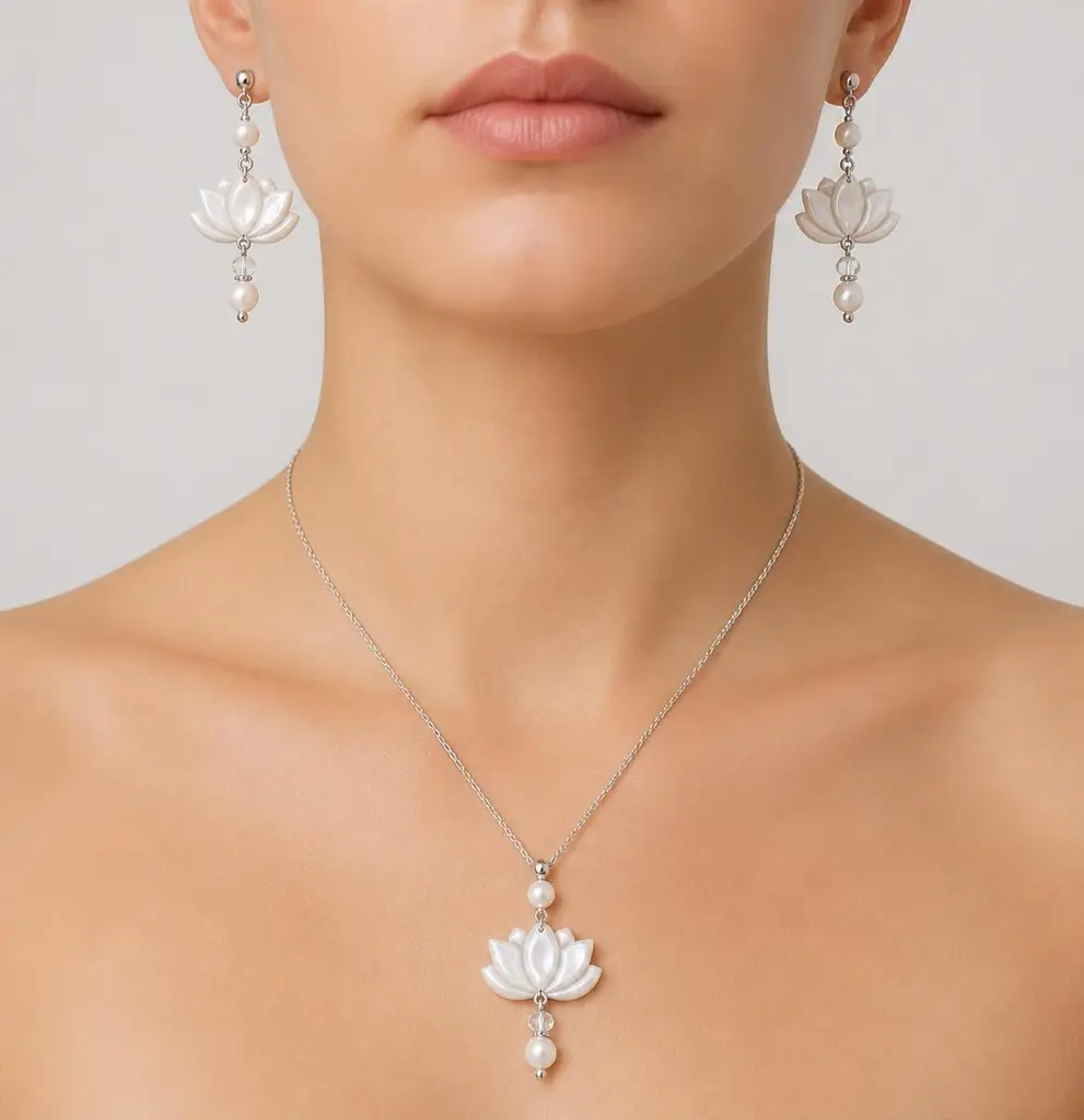 AI Generated Lotus éternel — parure sur mannequin de face