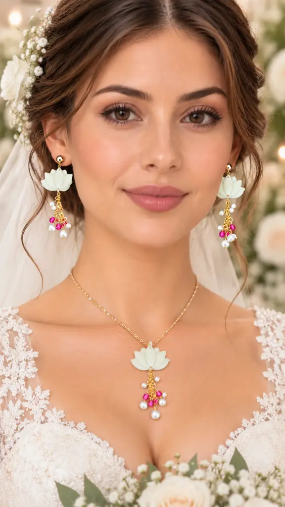 Portrait de mariée aux bijoux floraux.webp