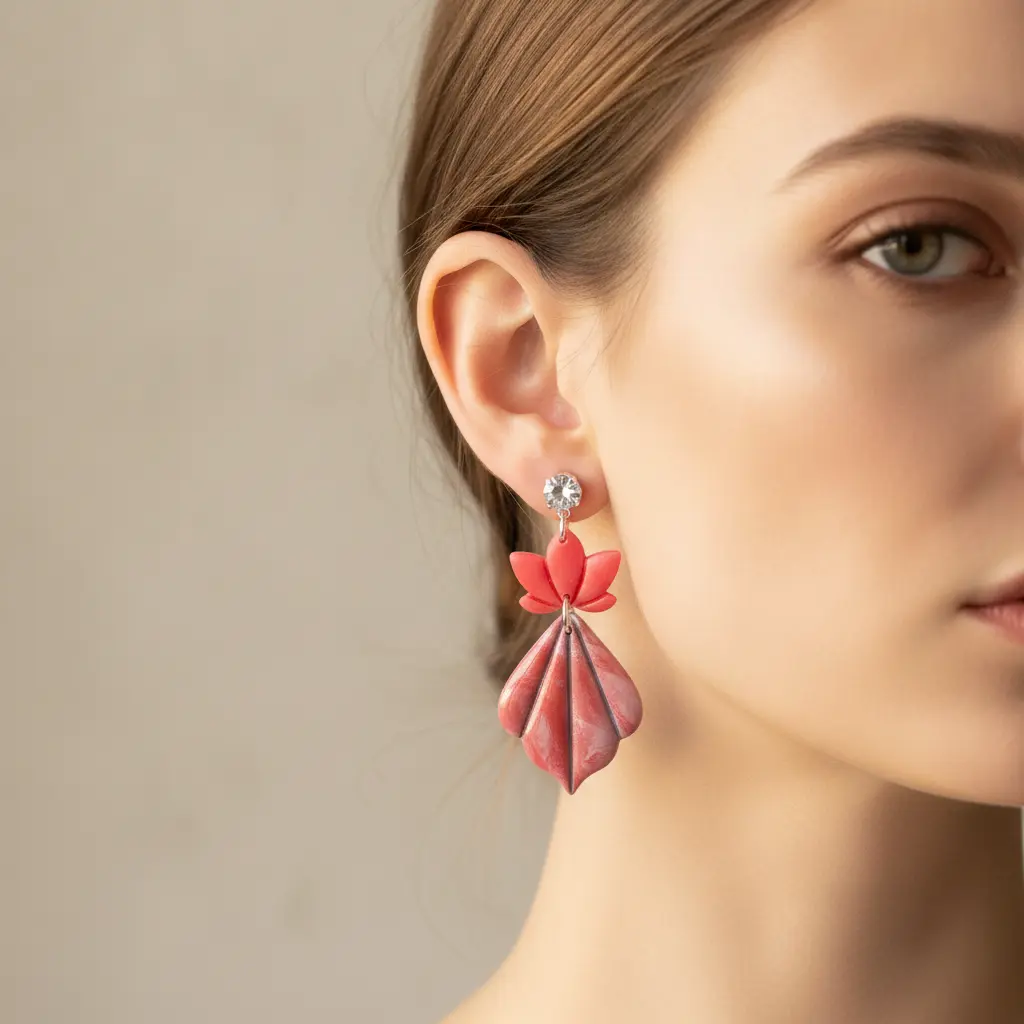 AI Generated Boucles d'oreilles Rubis - Effet pendant
